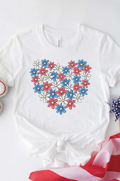 Flower Graphic Round Neck Short Sleeve T-Shirt