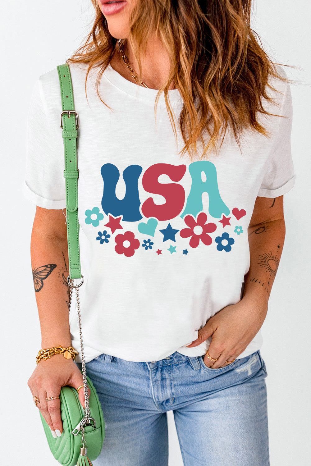 USA Round Neck Short Sleeve T-Shirt