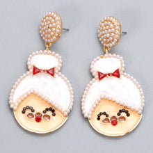 Load image into Gallery viewer, Rhinestone Alloy Mrs. Claus Earrings
