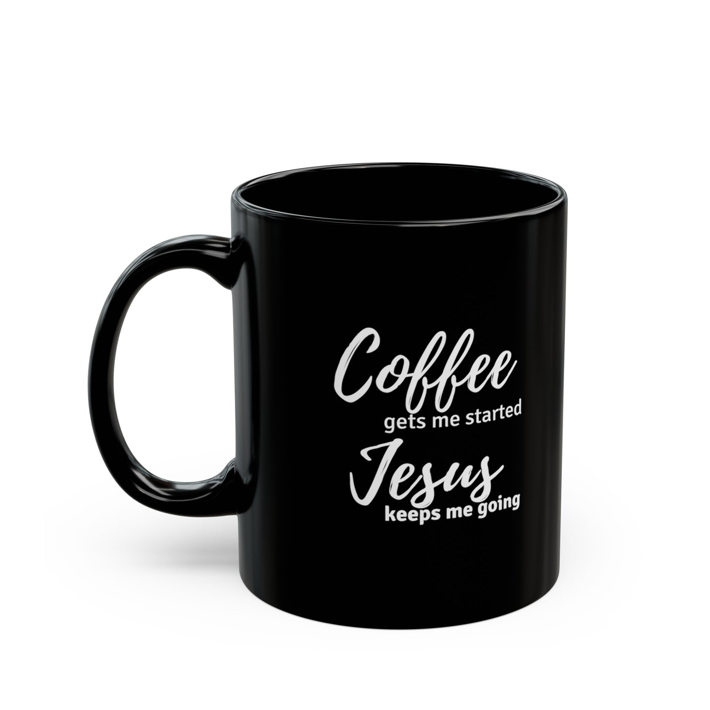 Jesus Keeps Me Going Black Mug (11oz)