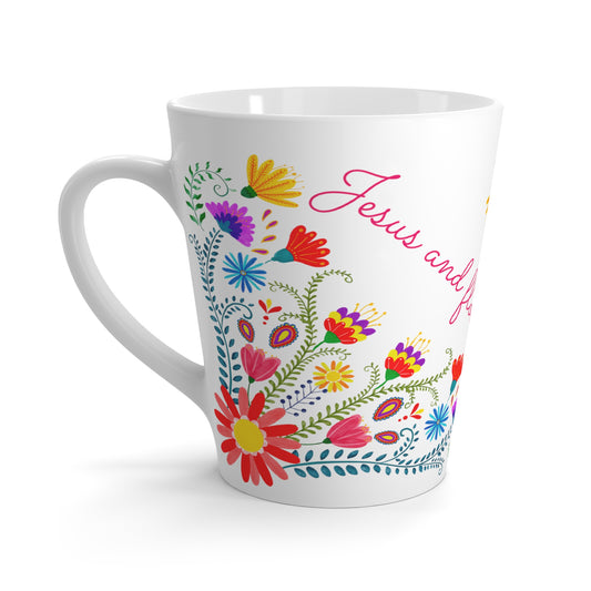 Jesus and Flowers Latte Mug