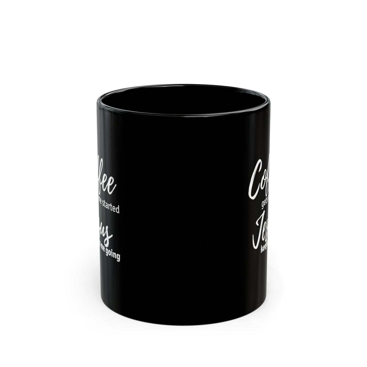 Jesus Keeps Me Going Black Mug (11oz)