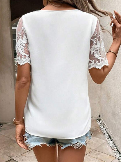 Full Size Asymmetrical Neck Short Sleeve Top