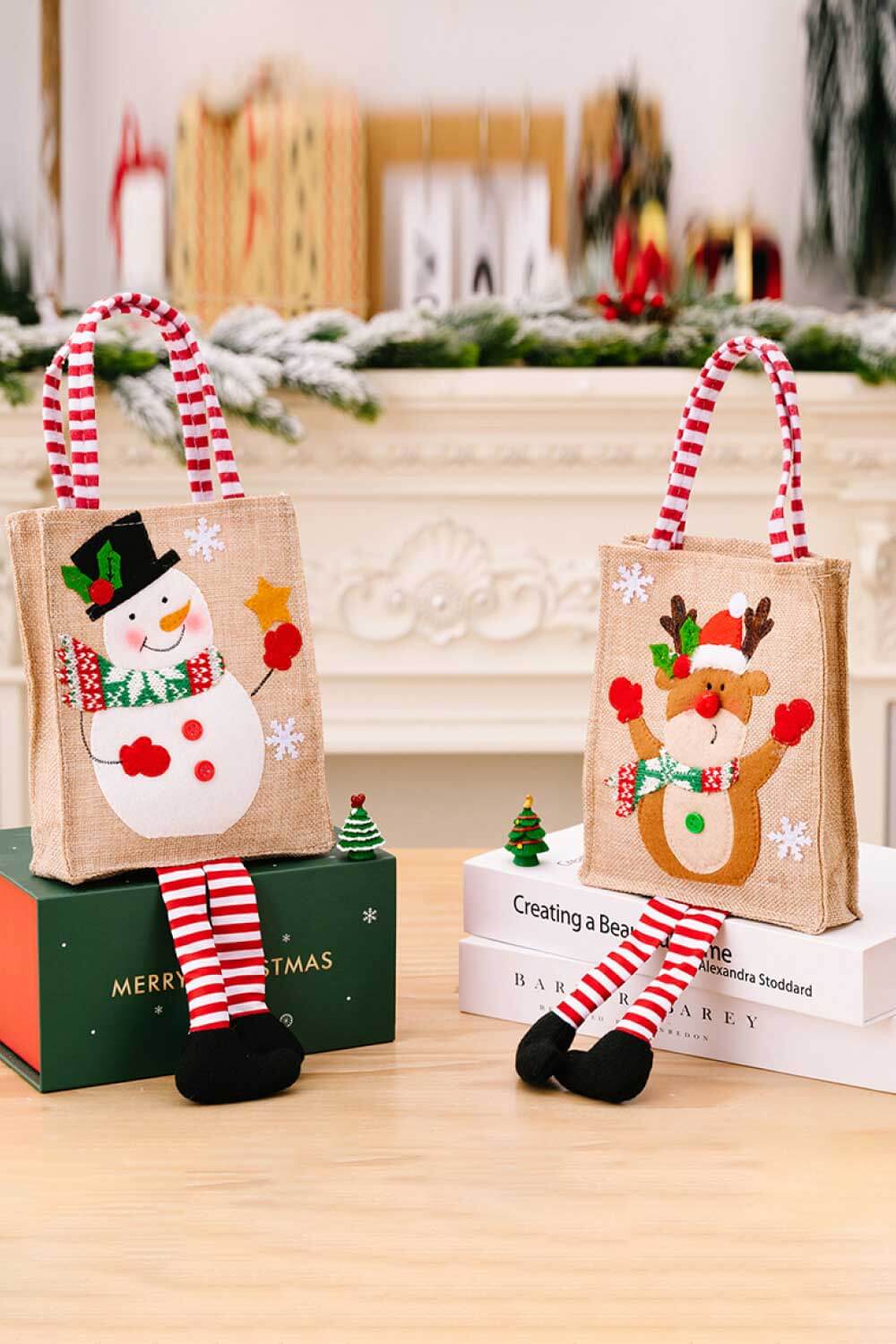 4-Pack Christmas Gnome Graphic Striped Gift Bag