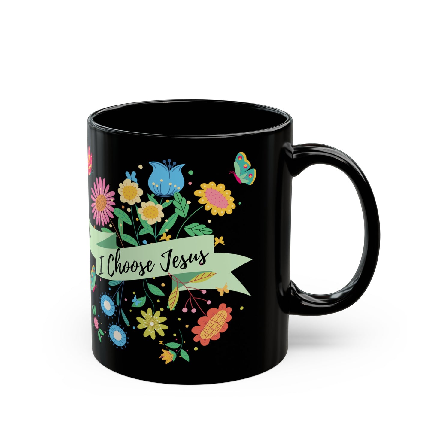 I Choose Jesus Black Mug