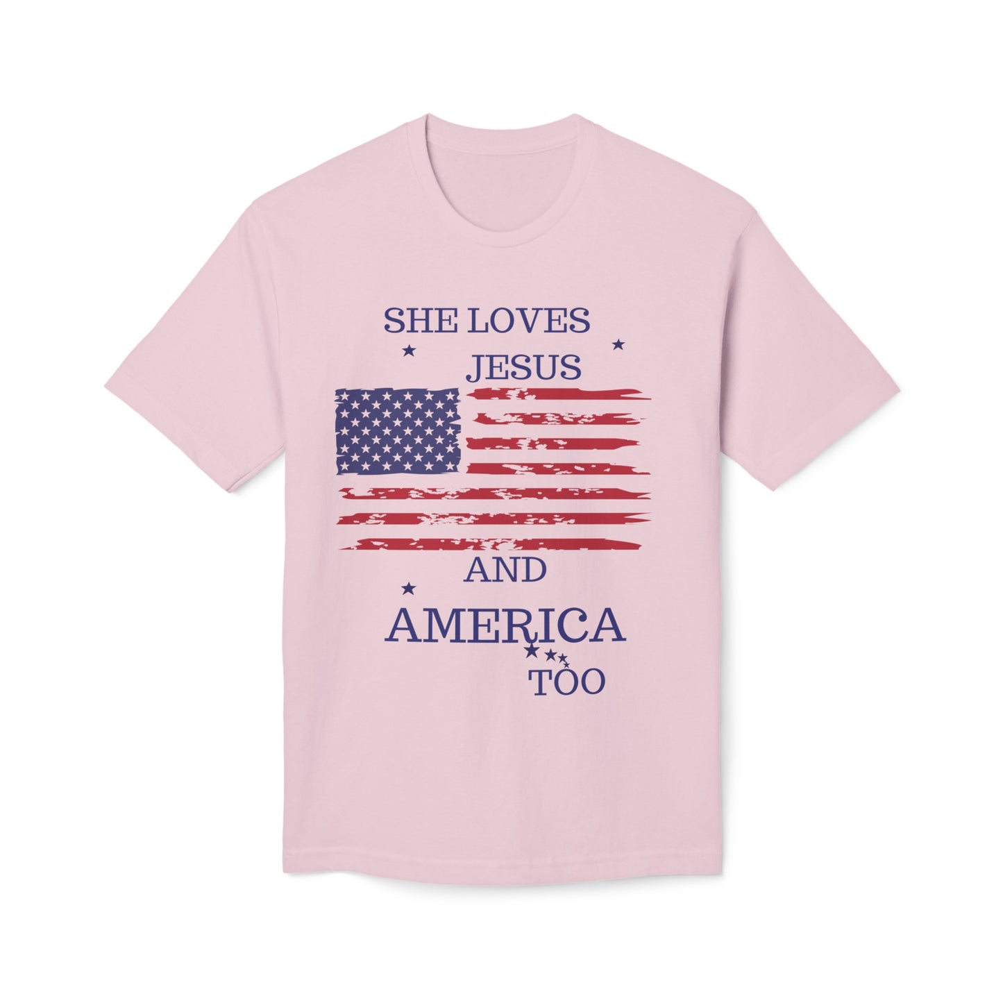 She Loves Jesus and America Too Midweight July 4th T-shirt