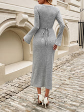 Load image into Gallery viewer, Devine Tied Round Neck Long Sleeve Midi Dress
