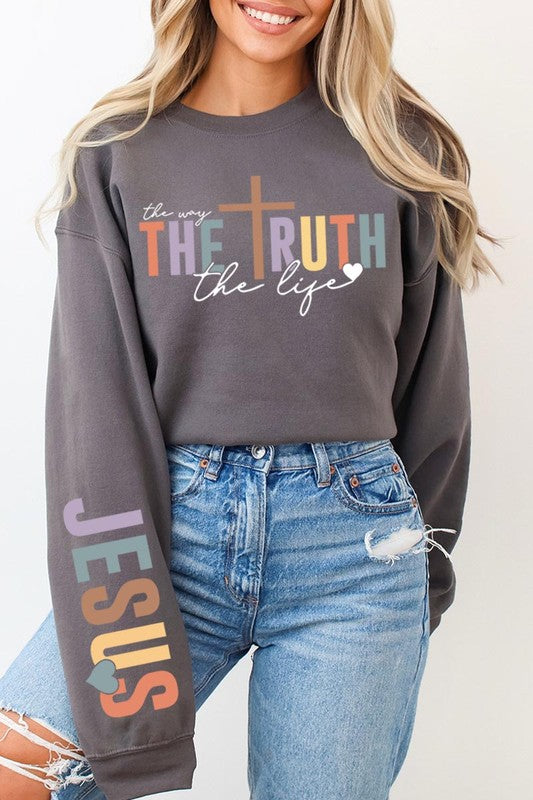 The Way Truth Sleeve Graphic Fleece Sweatshirts