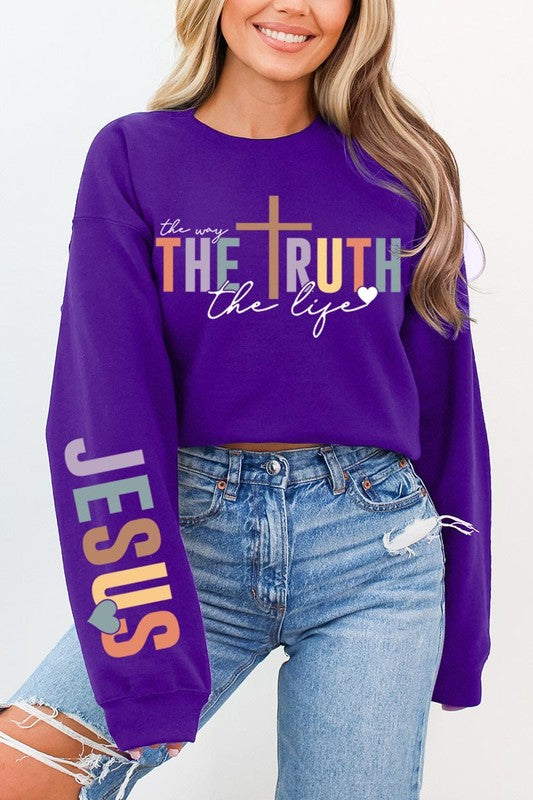 The Way Truth Sleeve Graphic Fleece Sweatshirts