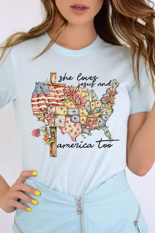 She Loves Jesus And America Too Graphic T Shirts