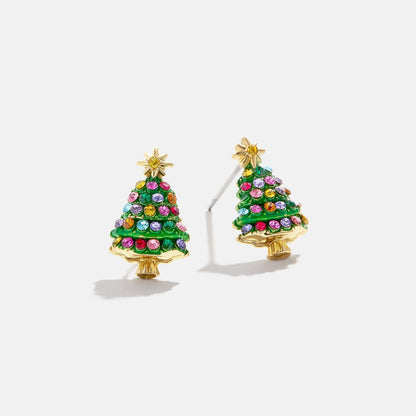 Christmas Element Copper Rhinestone Stud Earrings