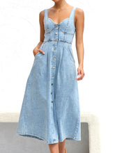 Load image into Gallery viewer, Sweetheart Neck Wide Strap Denim Dress
