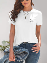 Load image into Gallery viewer, Smile Graphic Round Neck Short Sleeve T-Shirt
