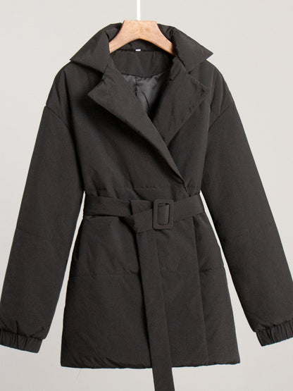 Puffer Long Sleeve Winter Coat with Belt