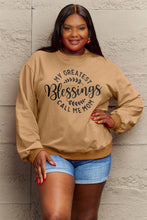 Load image into Gallery viewer, Simply Love Full Size MY GREATEST BLESSINGS CALL ME MOM Round Neck Sweatshirt
