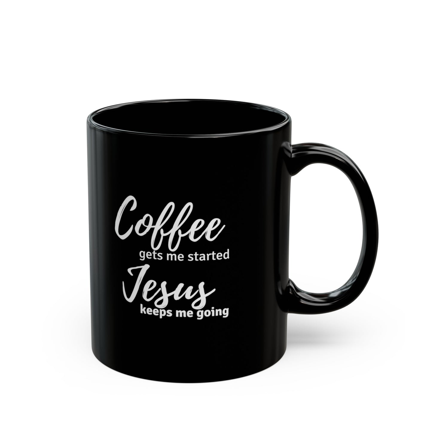 Jesus Keeps Me Going Black Mug (11oz)