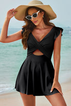 Load image into Gallery viewer, Cutout V-Neck Cap Sleeve One-Piece Swimwear
