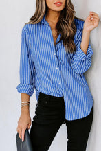 Load image into Gallery viewer, Striped Button Up Long Sleeve Shirt
