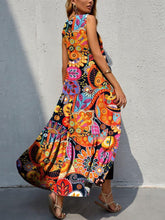 Load image into Gallery viewer, Tiered Printed V-Neck Sleeveless Dress
