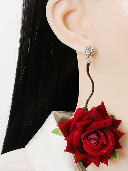 Alloy Rose Dangle Earrings