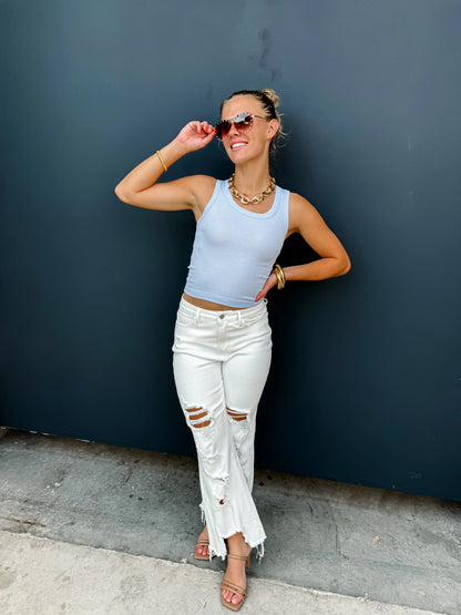 PREORDER: White Urban Distressed Crop Jeans