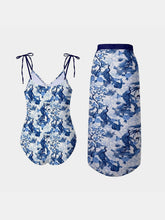 Load image into Gallery viewer, Printed Tie Shoulder Swimwear and Skirt Swim Set
