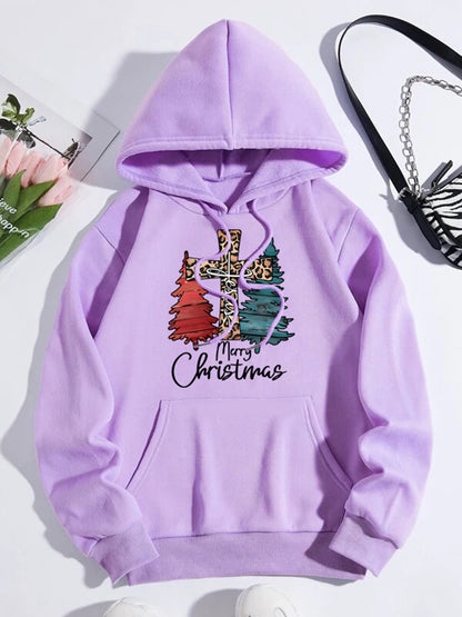 MERRY CHRISTMAS Graphic Drawstring Hoodie