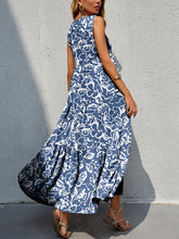 Load image into Gallery viewer, Tiered Printed V-Neck Sleeveless Dress
