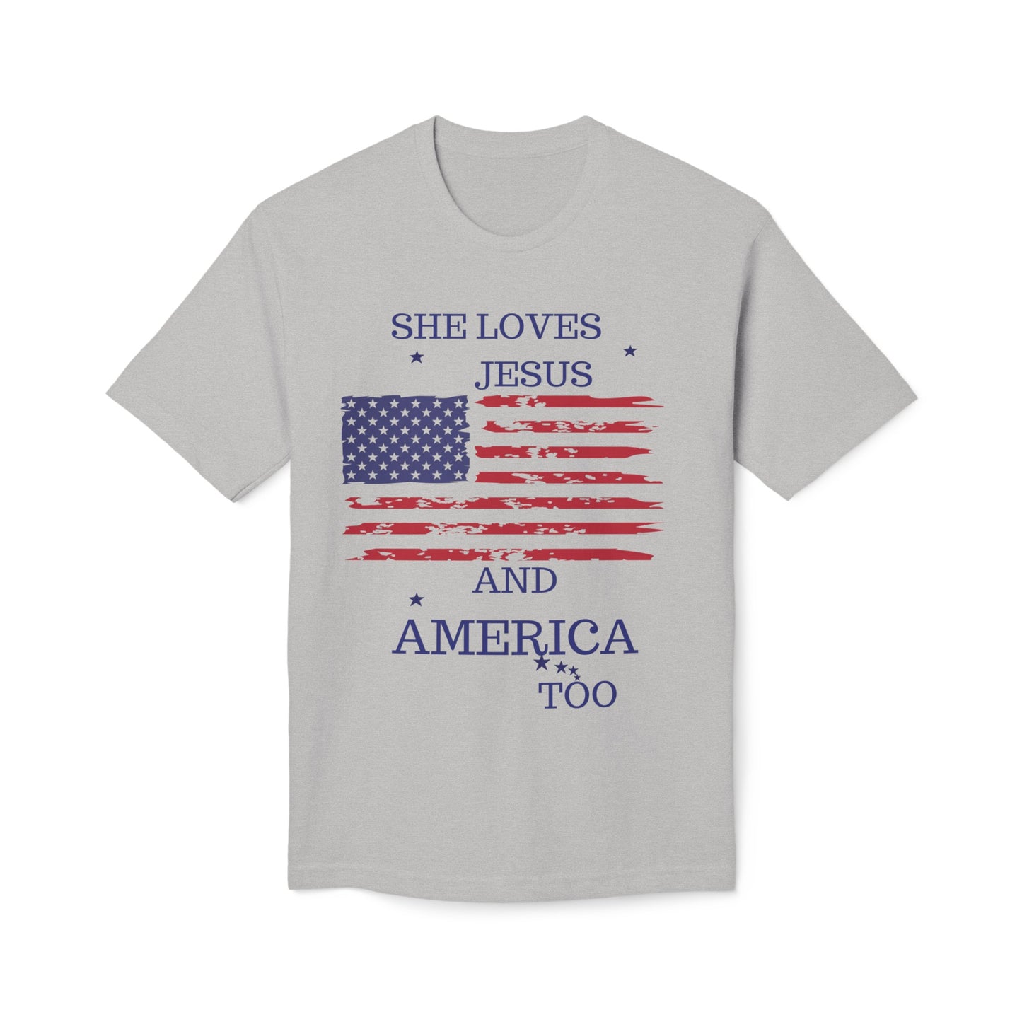 She Loves Jesus and America Too Midweight July 4th T-shirt