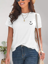 Load image into Gallery viewer, Smile Graphic Round Neck Short Sleeve T-Shirt
