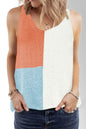 Color Block V-Neck Knit Vest