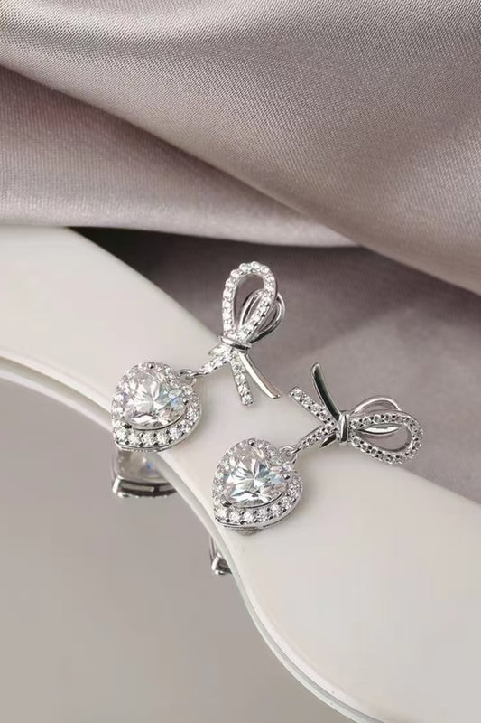 2 Carat Moissanite 925 Sterling Silver Heart Earrings