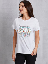 Load image into Gallery viewer, I&#39;M JUST OUT HERE TRUSTING GOD Round Neck T-Shirt
