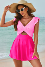 Load image into Gallery viewer, Cutout V-Neck Cap Sleeve One-Piece Swimwear
