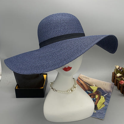 Bow Paper Braided Wide Brim Hat