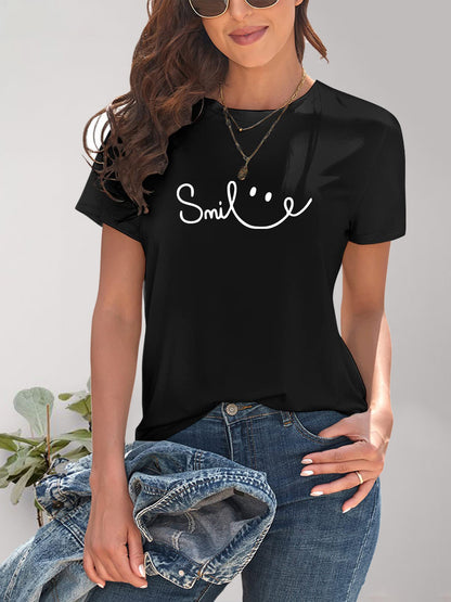 SMILE Round Neck Short Sleeve T-Shirt