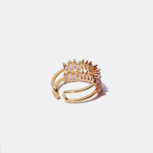 Load image into Gallery viewer, Brass Zircon Double-Layered Open Ring
