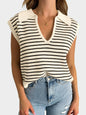 Mandy Collared Neck Striped Sweater Vest