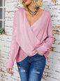 Surplice Dropped Shoulder Long Sleeve Sweater