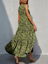 Load image into Gallery viewer, Tiered Printed V-Neck Sleeveless Dress
