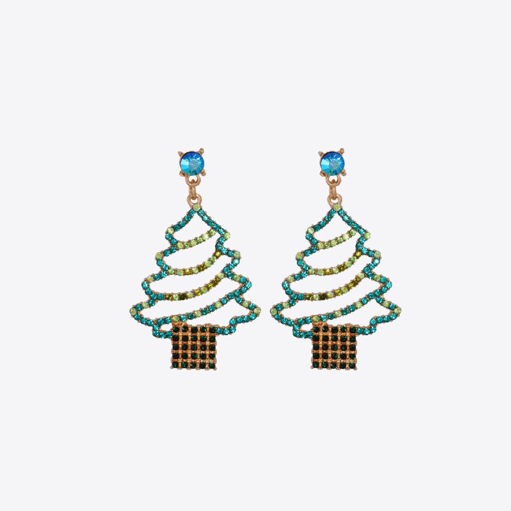 Rhinestone Alloy Christmas Tree Earrings