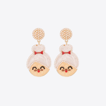 Rhinestone Alloy Mrs. Claus Earrings