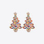 Rhinestone Alloy Christmas Tree Earrings