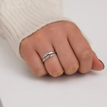 925 Sterling Silver Engraved Bypass Ring