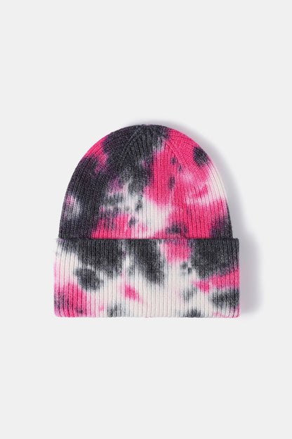 Tie-Dye Cuffed Rib-Knit Beanie Hat