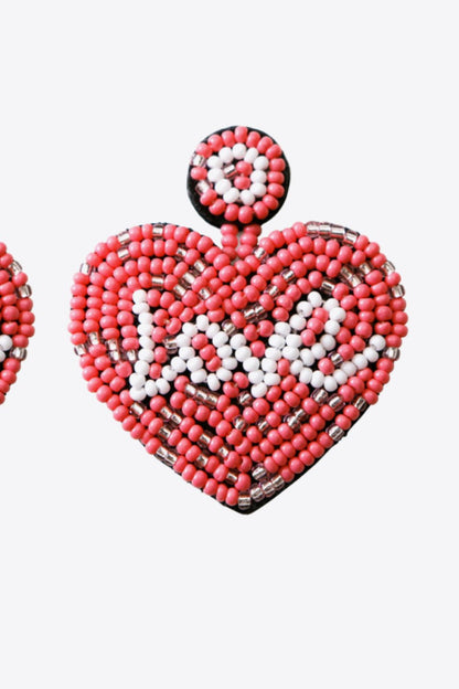 LOVE Beaded Heart Earrings