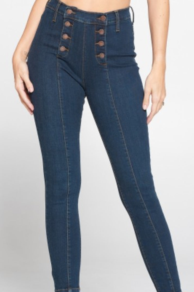 Button Waist Skinny Jeans