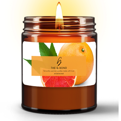 Grapefruit Bliss Natural Wax Candle in Amber Jar