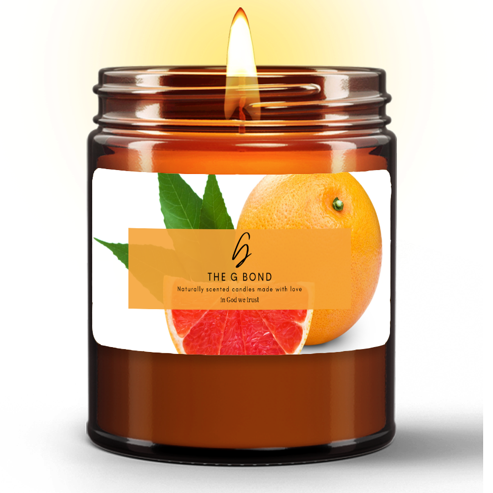 Grapefruit Bliss Natural Wax Candle in Amber Jar