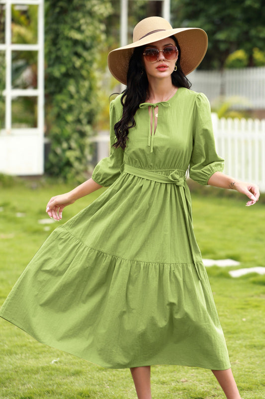 Full Size Range Tied Tiered Dress